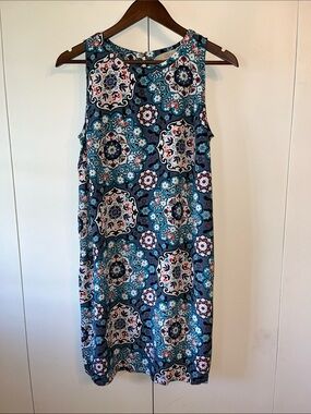 Sleeveless Teal Medallion Print Dress Women’s M